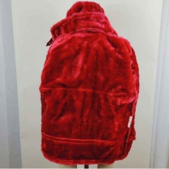 SARA NEW YORK IGL Red Leather Faux Fur Jacket Size 7 X - Picture 4 of 9